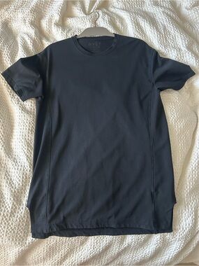 BYLT Basics Black Short-Sleeve Crew T-Shirt Split Hem